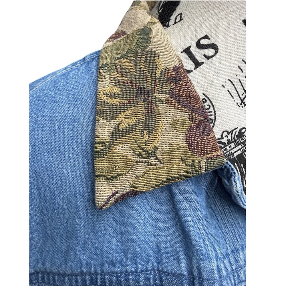 Floral Tapestry Patchwork Denim Jacket - image 6